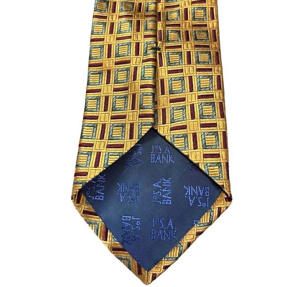Jos A Bank Orange Mens 100% Silk Geometric Italy Mens Neck Tie 59" x 3.25" - Picture 15 of 16